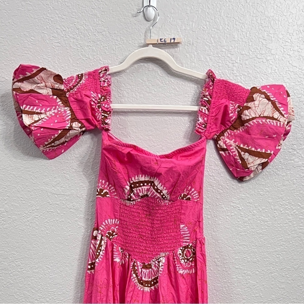 Anthropologie Love The Label Paisley Off the Shoulder Maxi Dress Pink size XS - Picture 4 of 13